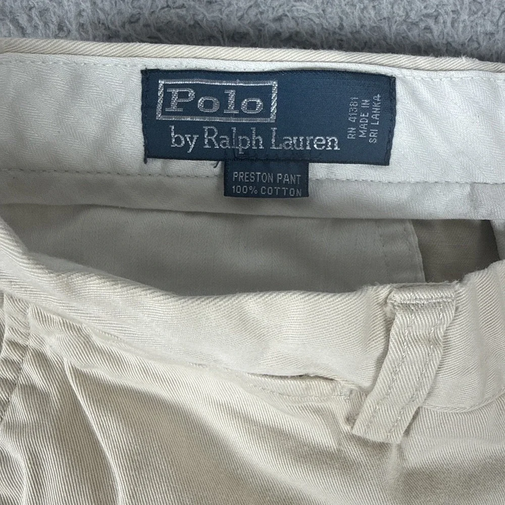 Polo Ralph Lauren Preston Pant Mens 32x32 (32x30) Tan Khaki Cotton Chino Vintage